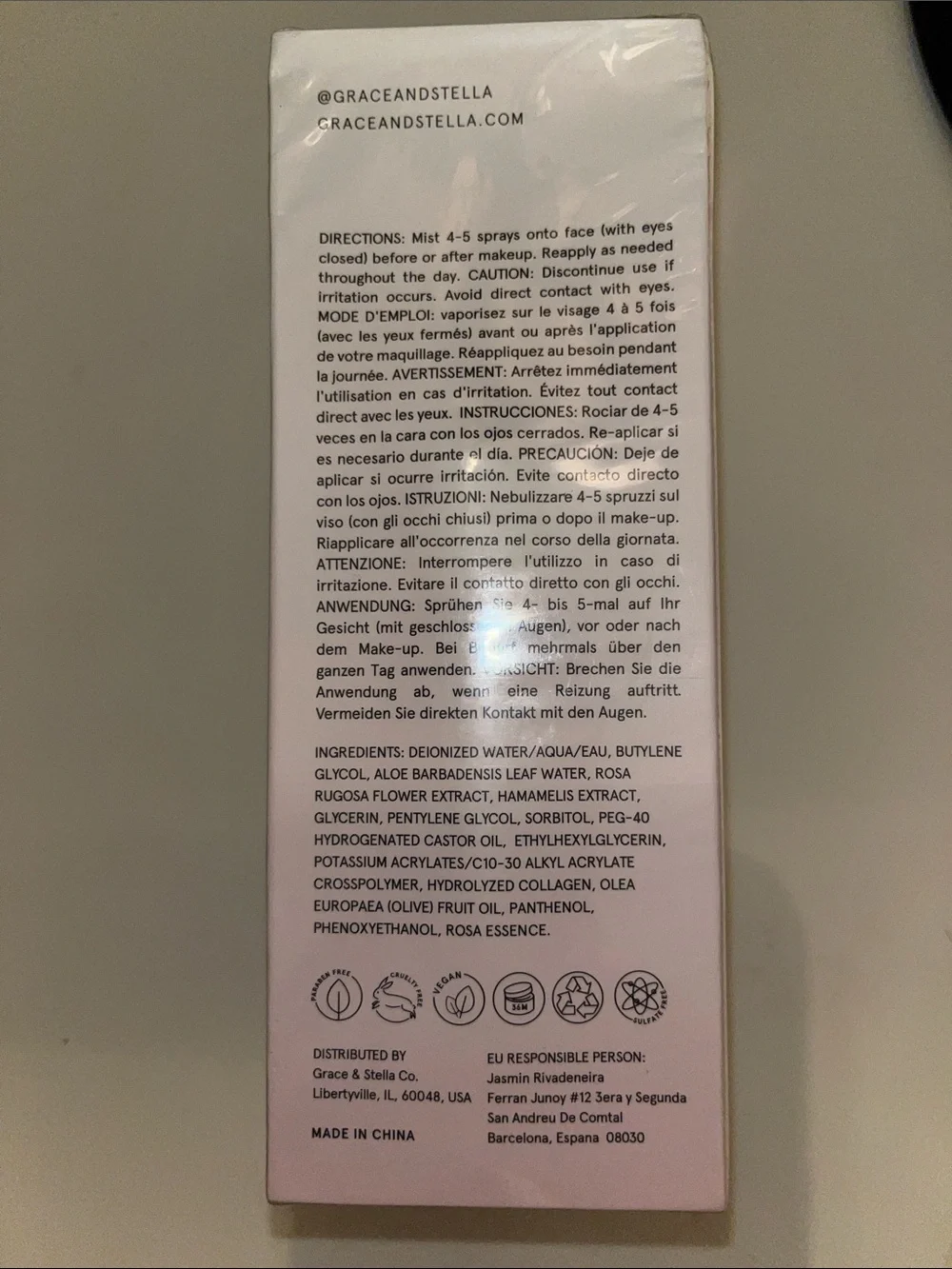 grace & stella Hydrating Rose Spray - Pink & White Box